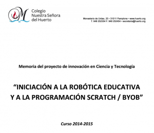 Memoria del proyecto de innovación Colegio Nuestra Señora del Huerto. Curso 2014-15