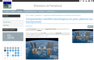 Talleres en mayo y junio. Planetario de Pamplona